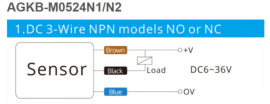 AGKB-M0524N1 – 3 wire NPN Inductive Proximity Switch